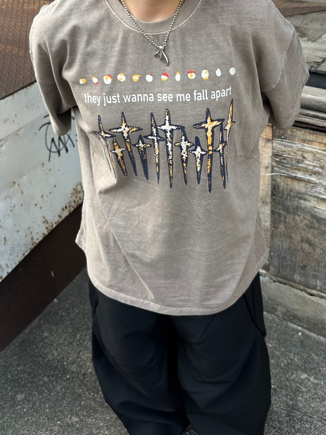 受注制【Chikashitsu +】pigment cross print t-shirt (2color)
