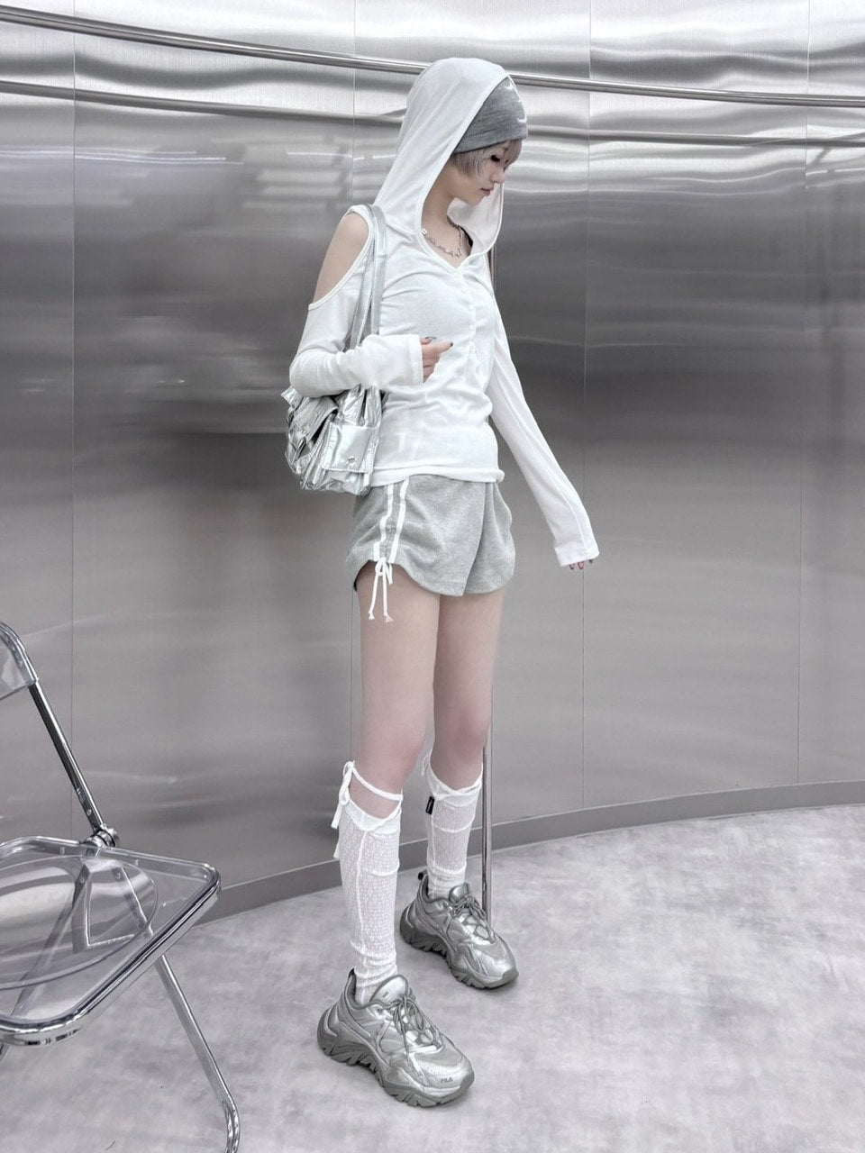 【nmtc +】shoulder slit hooded long sleeve tee (3color)