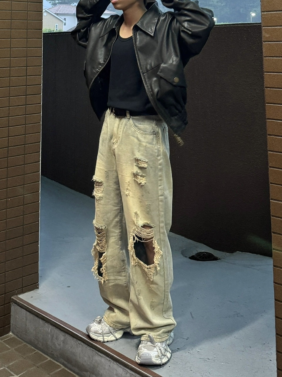受注制【RENOL】damage denim pants