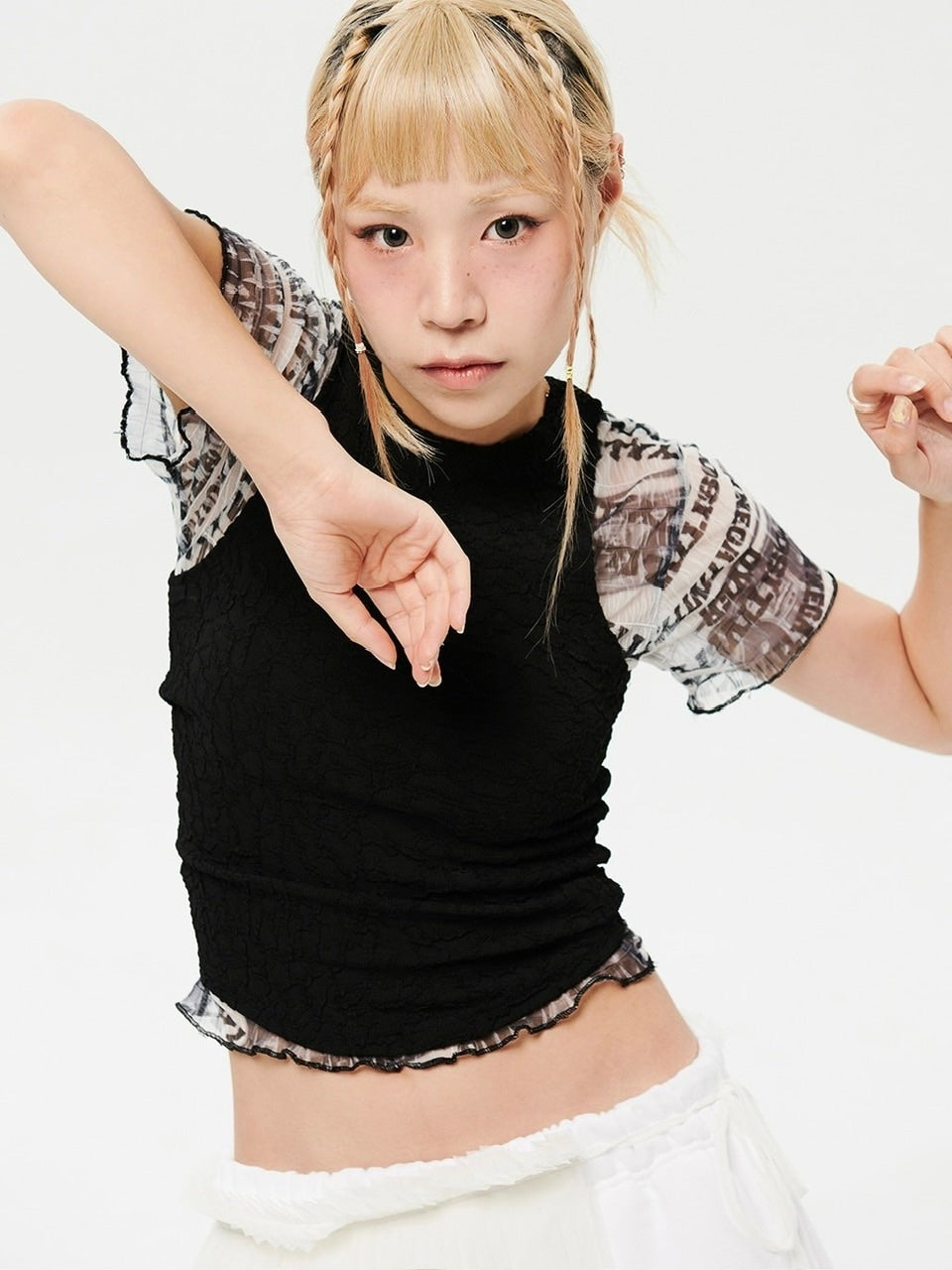 【HOLY NUMBER 7】Waacking Dance Studio Cassette tape Graphics T-Shirt / 【ホーリーナンバーセブン】グラフィックロゴプリント長袖Tシャツ