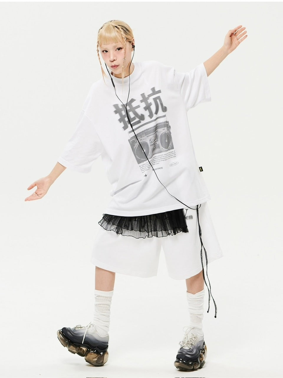 【HOLY NUMBER 7】Oversized Hip Hop WIDE fit Graphics SHORT PANTS
