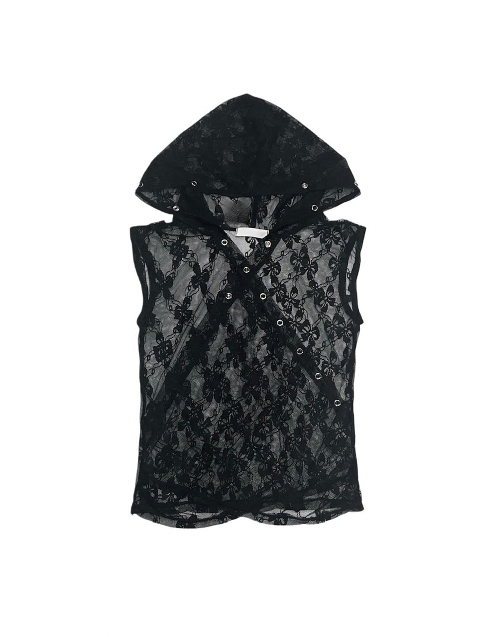 受注制【Never mind the XU】ribbon lace hoodie (2color)