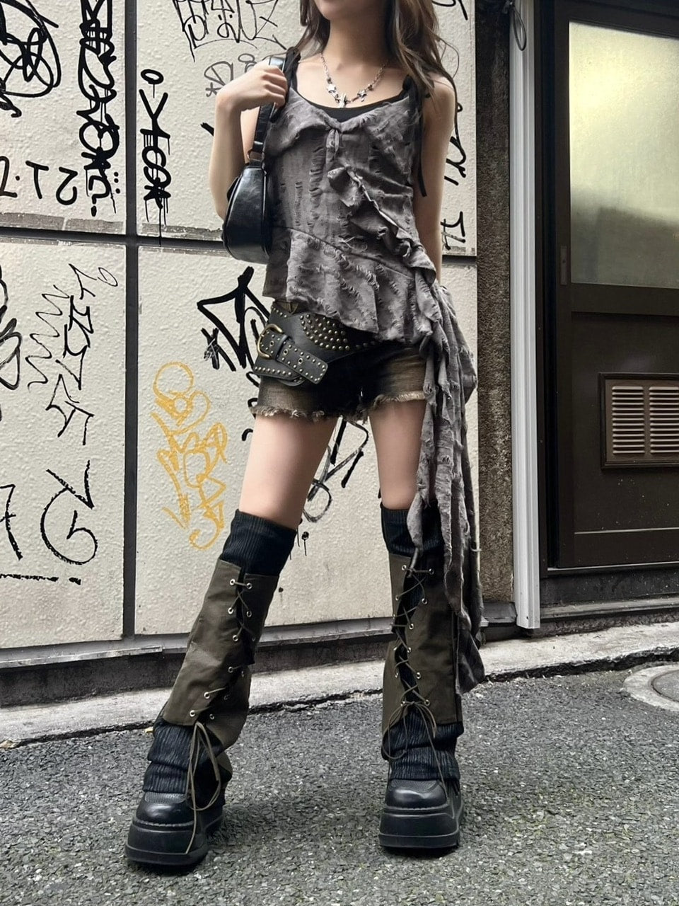 受注制【Never mind the XU】vintage wash denim short pants (2color)