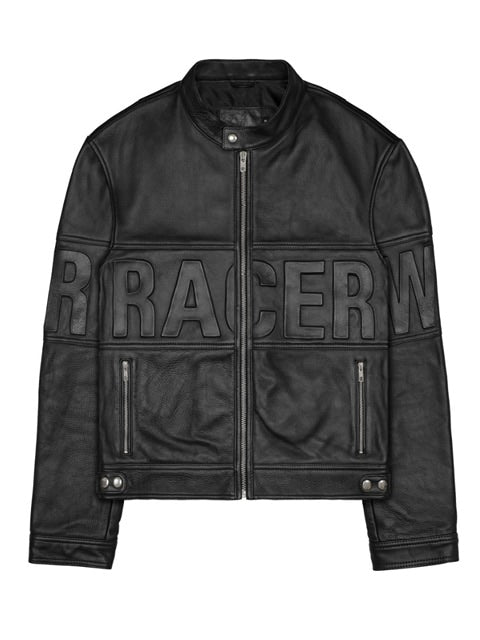 【RACER WORLDWIDE】Black Leather Embossed Jacket