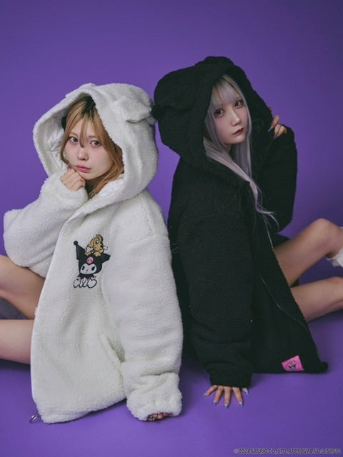 限定新作・クロミ × ガルフィー モコモコボア 耳頭巾パーカー L ブラック GALFY×KUROMI】モコモコ丸ボアずきんパーカー – PRESSING WEB SHOP
