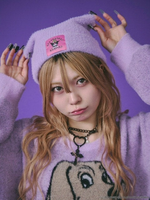 【GALFY×KUROMI】ふわふわ猫耳ニットCAP / 【ガルフィー×クロミ】ファー猫耳ニット帽子