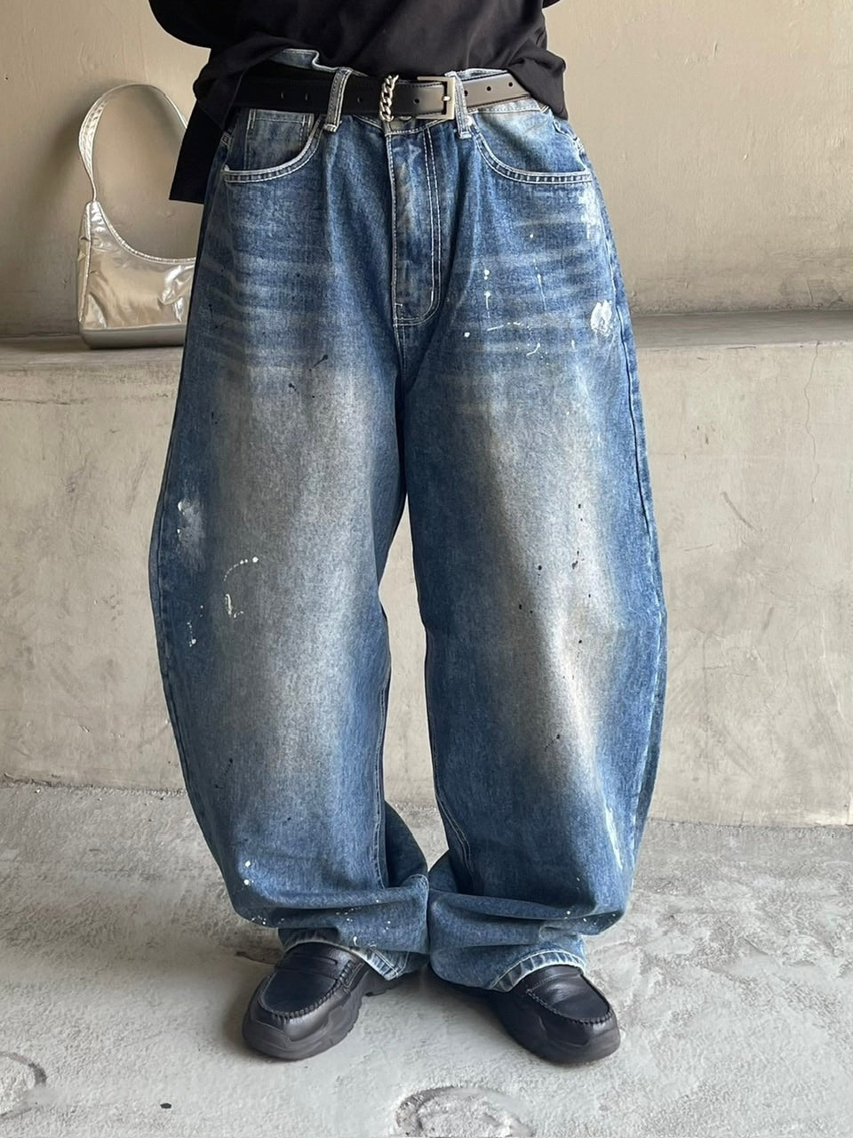 受注制【Chikashitsu +】painted buggy denim pants / 【チカシツプラス】ペイントバギーパンツデニムパンツ