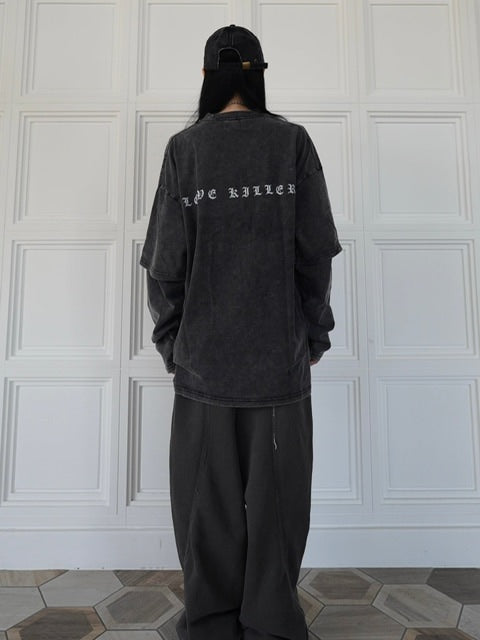 【LOVE KILLER】Killer heart barbed wire layered Long T