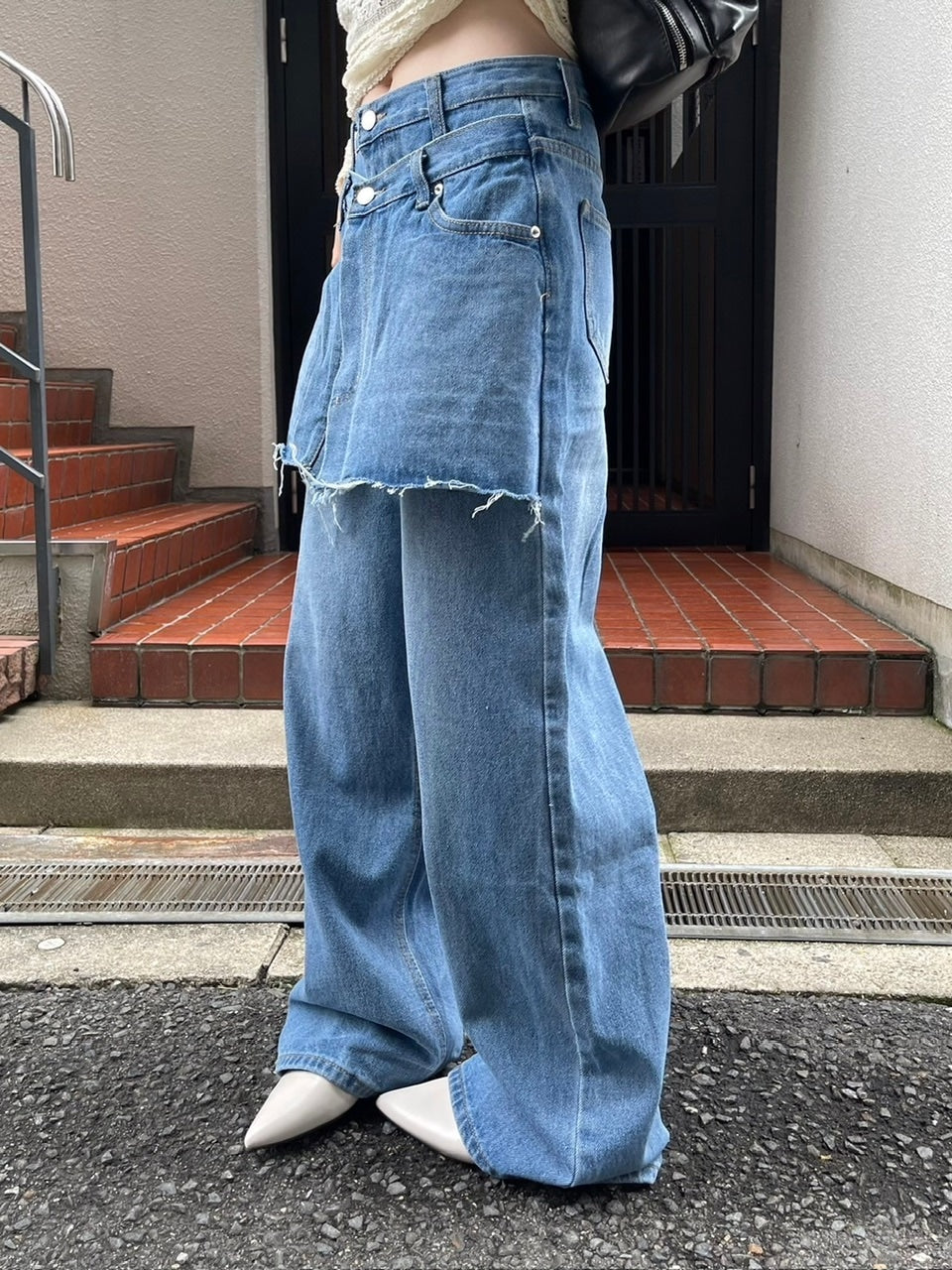 受注制【oaks】skirt layered denim pants