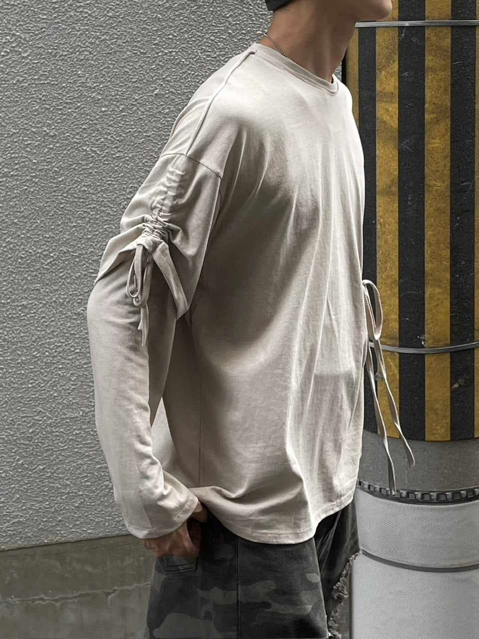 受注制【oaks】oversized shirring layered long sleeve (3color)