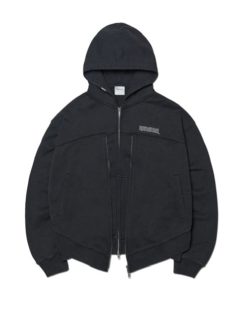 【NOMANUAL】OVERDYED LAYER HOODED ZIP-UP / 【ノーマニュアル】オーバーダイドレイヤージップアップ長袖パーカー