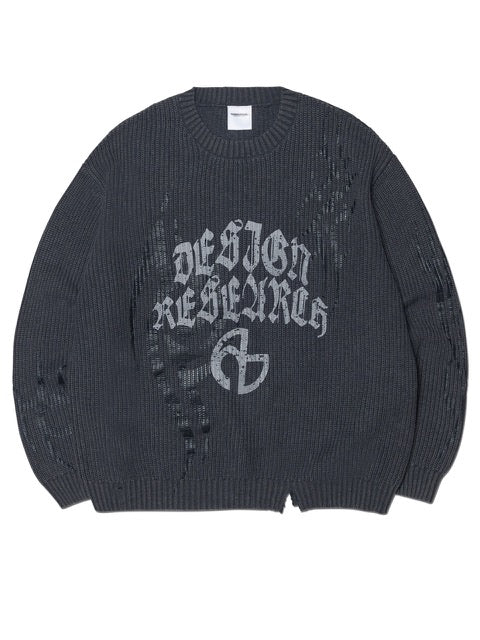 【NOMANUAL】OVERDYED TRIBAL KNIT SWEATER / 【ノーマニュアル】オーバーダイトライバルニット長袖セーター