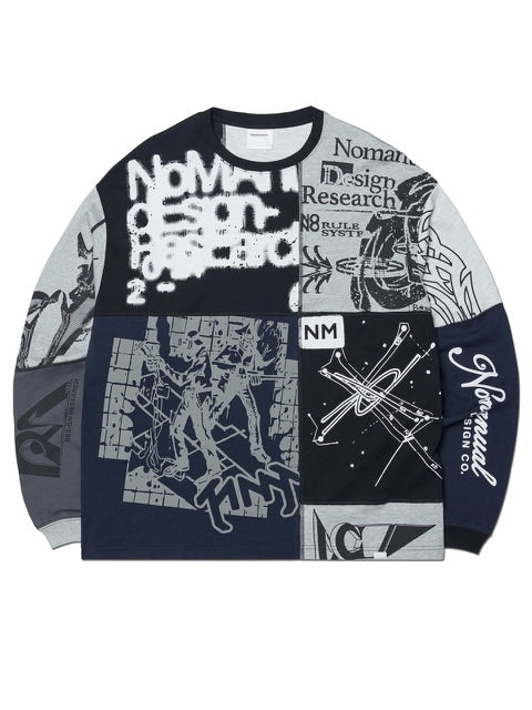 【NOMANUAL】MIXED GRAPHIC LONG SLEEVE TEE