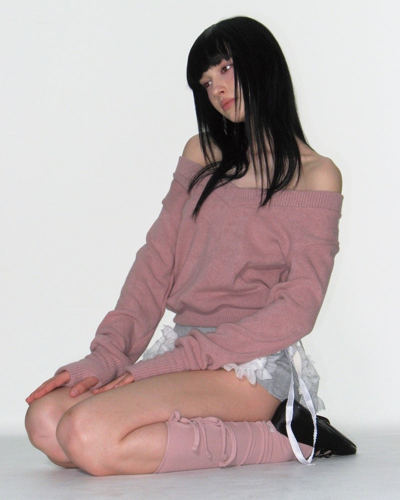 【CRANK】RIBBON WARMER V-NECK KNITWEAR