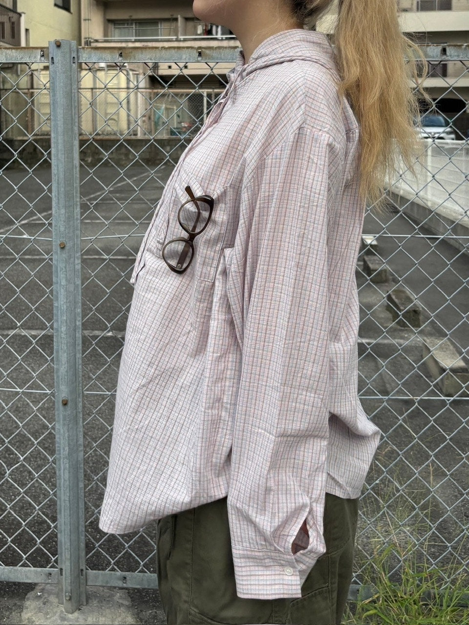 受注制【oaks】oversize hoodie check shirt (2color)