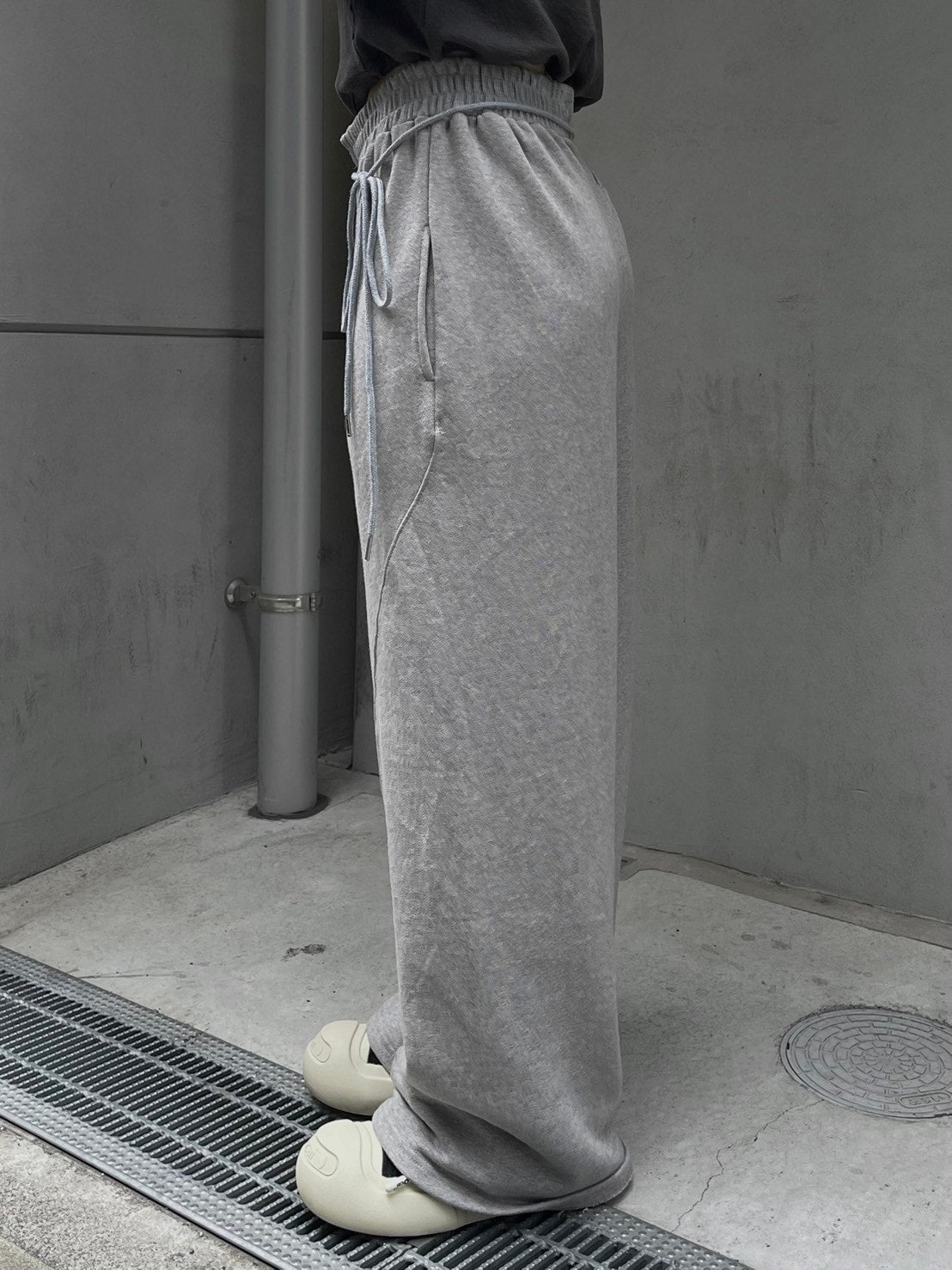 受注制【oaks】design ribbon wide sweat pants (3color)