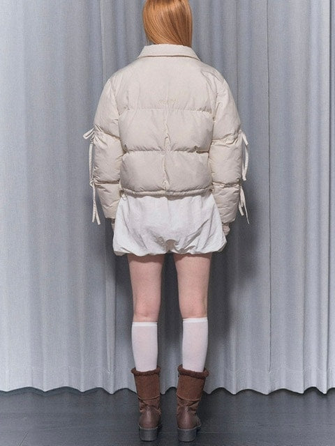 【FANCY CLUB】RIBBON COLLAR SHORT PUFFER