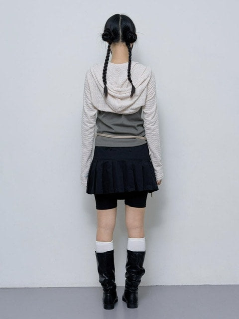 【FANCY CLUB】KNITTED HOOD BOLERO SET UP / 【ファンシークラブ】タンクトップ長袖ニットボレロセットアップ