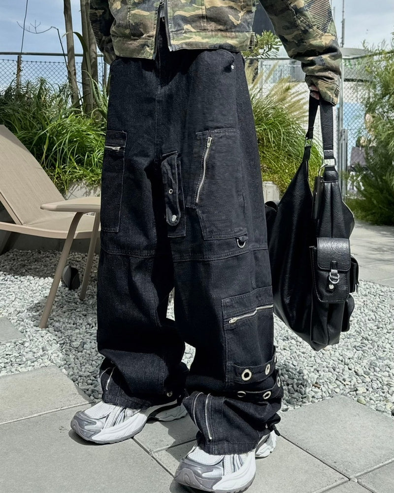 受注制【Chikashitsu +】steel ring denim cargo pants