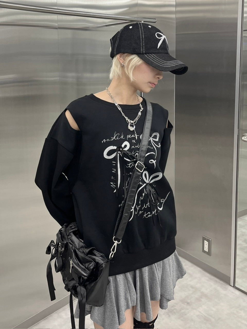 受注制【nmtc +】ribbon design sweat shirts (2color) / 【エヌエムティーシープラス】リボンデザイン長袖スウェット