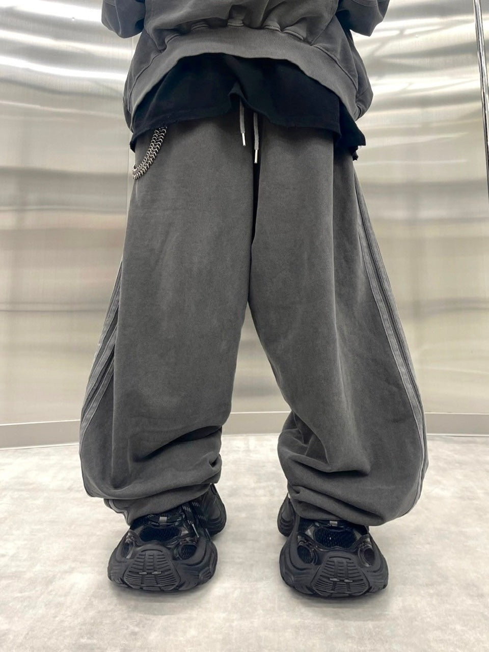 受注制【nmtc+】set up side line pigment sweat pants (2color
