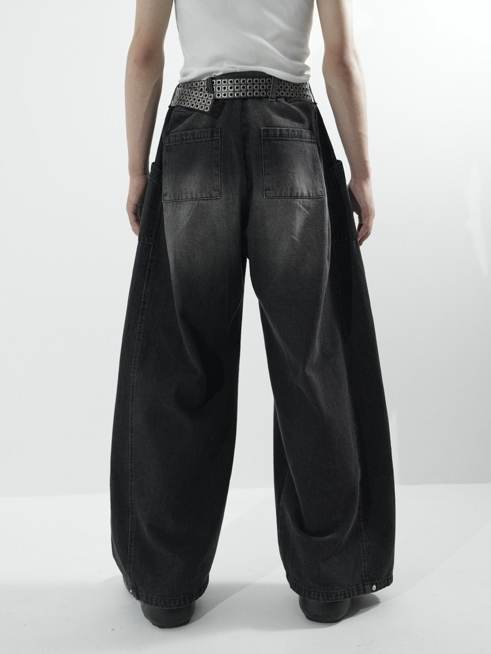【CS】side tuck drape denim pants (black)