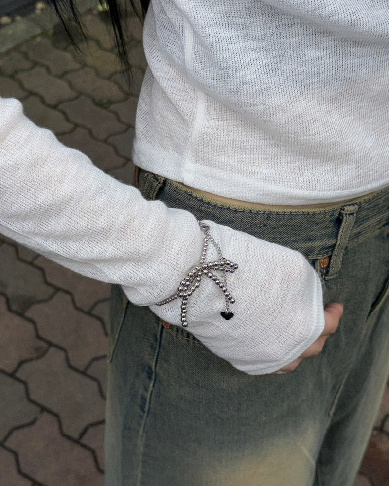 受注制【oaks】ball chain ribbon bracelet