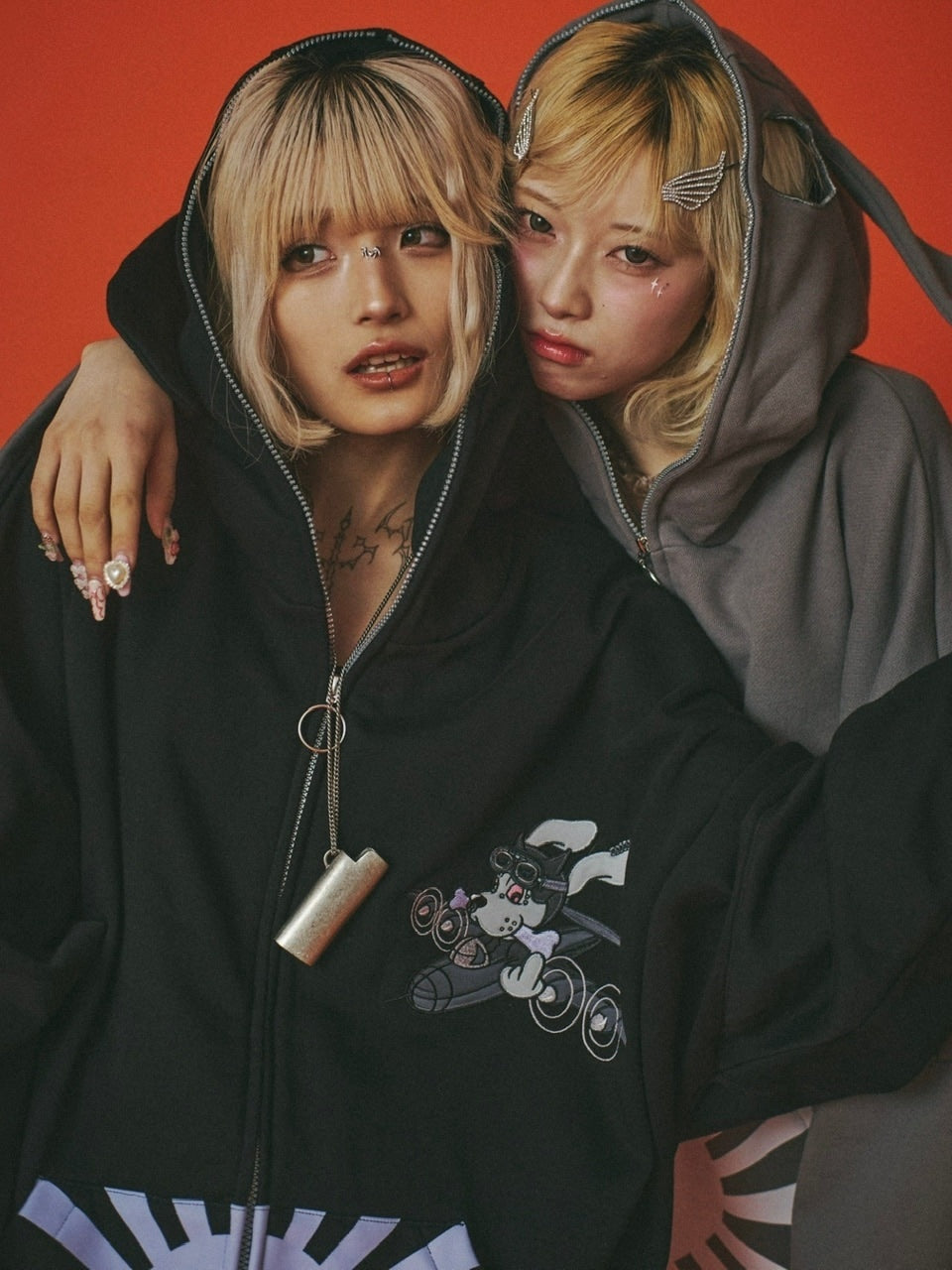 【GALFY】反戦パーカー / 【ガルフィー】ロゴ長袖耳付きパーカー