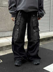 大阪店WEB限定受注制【Chikashitsu +】multi pocket cargo denim pants