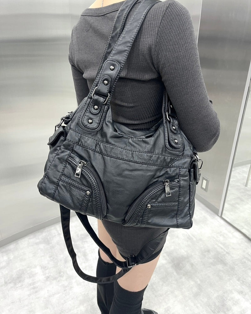 受注制【nmtc +】2way leather pocket shoulder bag 2 (2color) / 【エヌエムティーシープラス】ツーウェイコーティングポケットショルダーバッグ