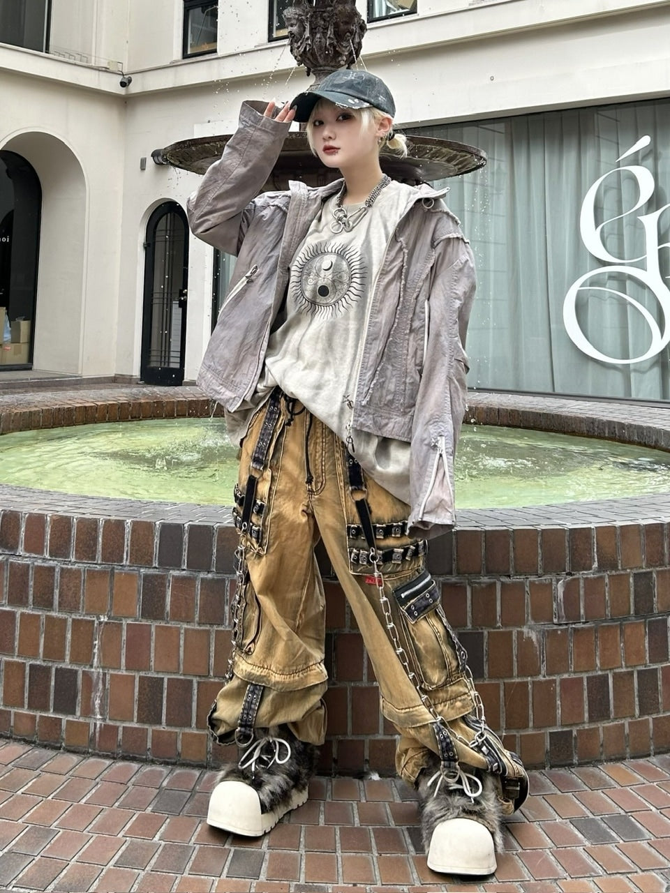 受注制【Never mind the XU】garment washing print long sleeve tee (2color) / 【ネバーマインドザエックスユー】ウォッシングプリント長袖Tシャツ