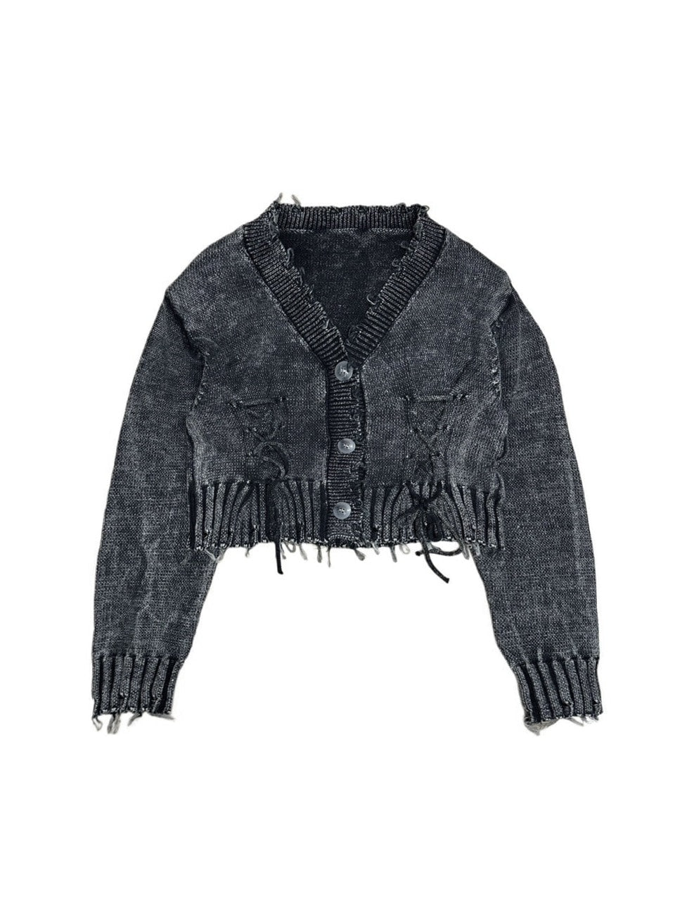 受注制【Never mind the XU】damage crop cardigan (2color)