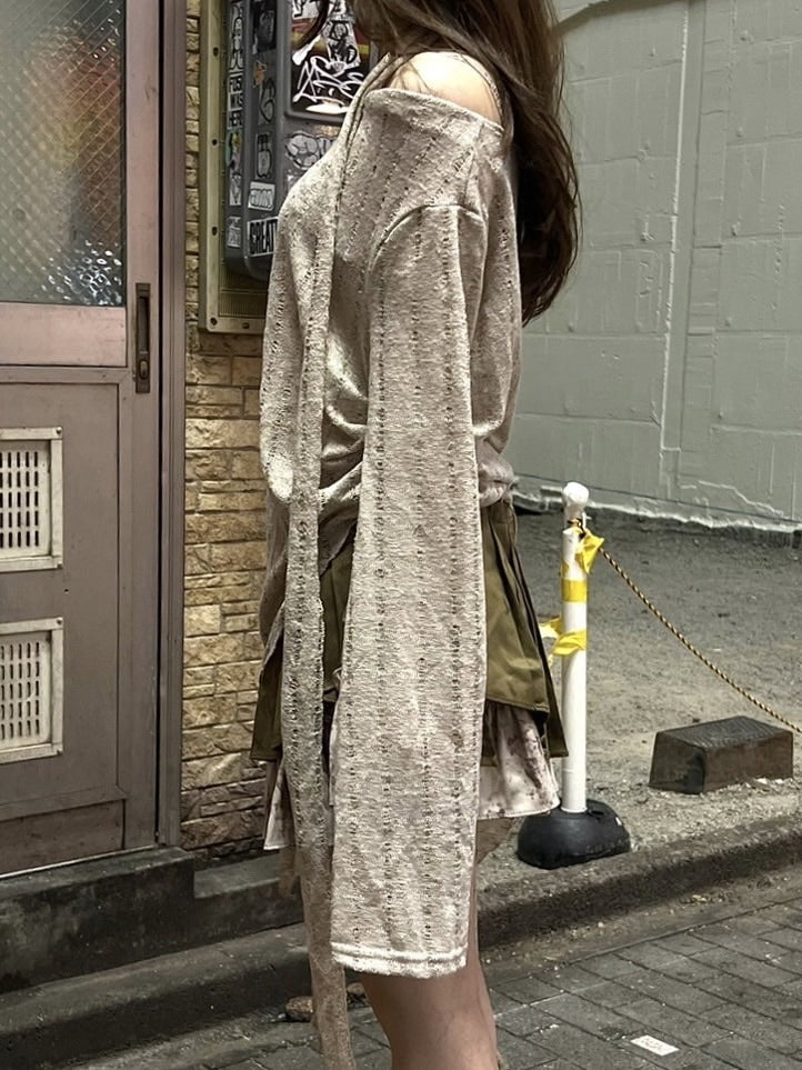 受注制【Never mind the XU】asymmetry drape tops (2color)