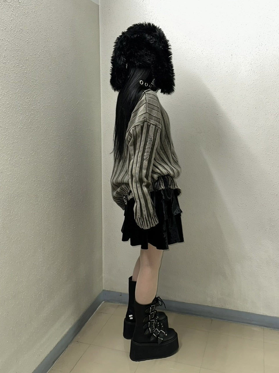 受注制【Never mind the XU】dyeing damage knit (2color) / 【ネバーマインドザエックスユー】ダメージ長袖ニット