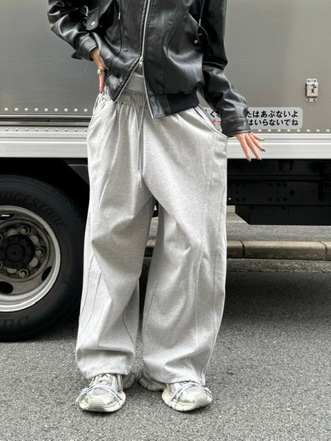 受注制【Chikashitsu +】curve stitch straight sweat pants (3color