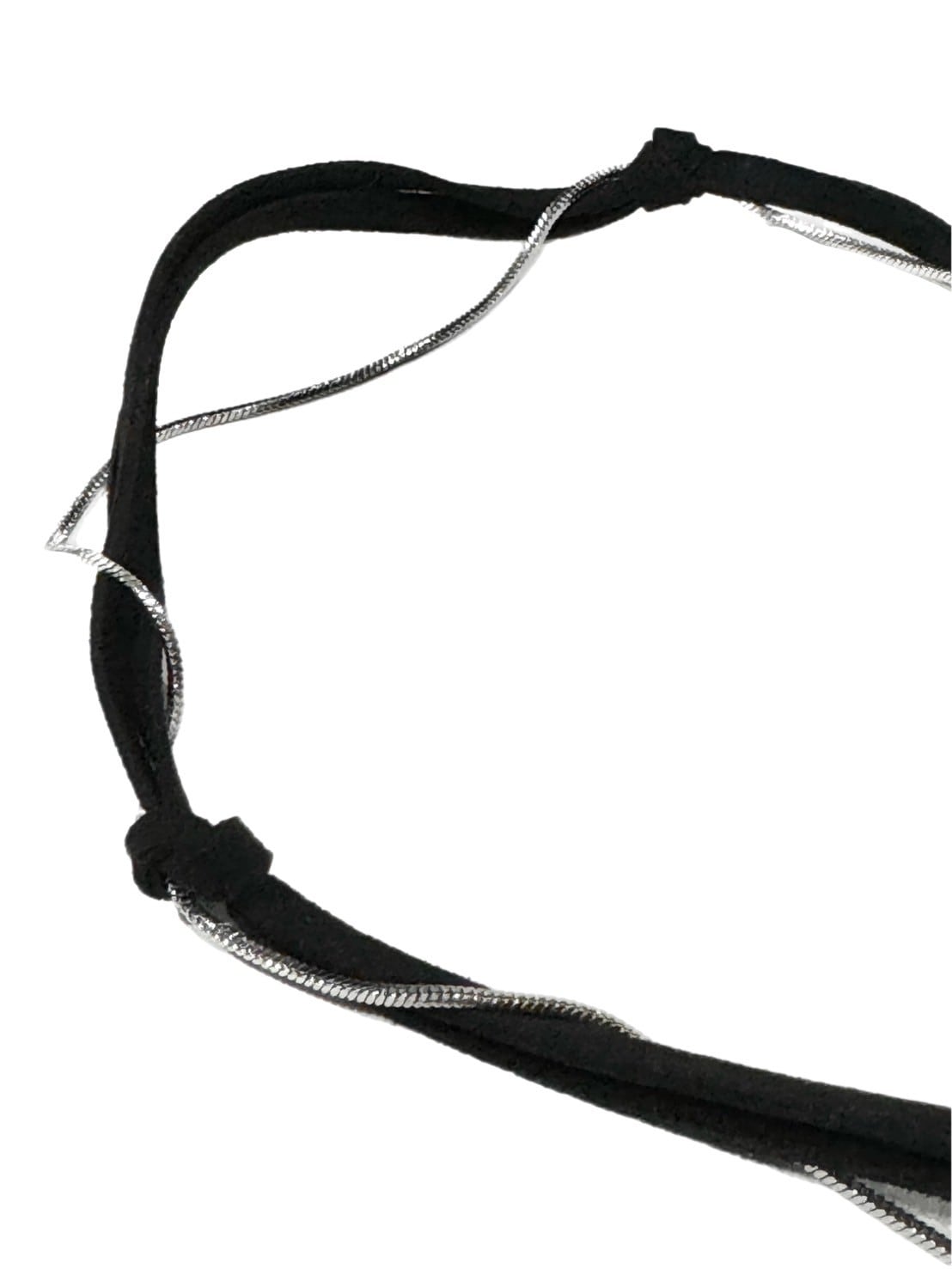 受注制【Chikashitsu +】knot leather mixed necklace