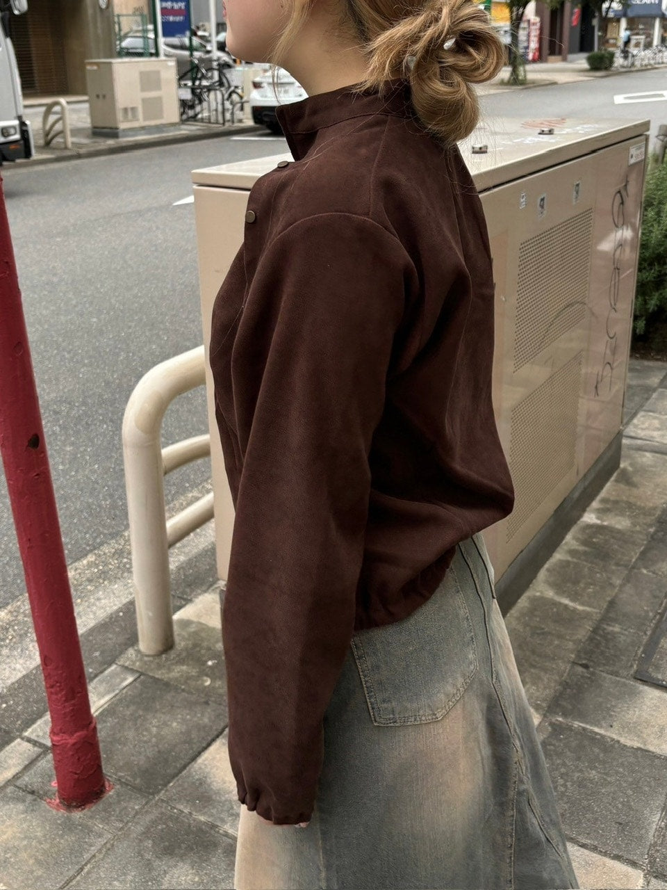 受注制【oaks】cropped stats suede jacket (2color)