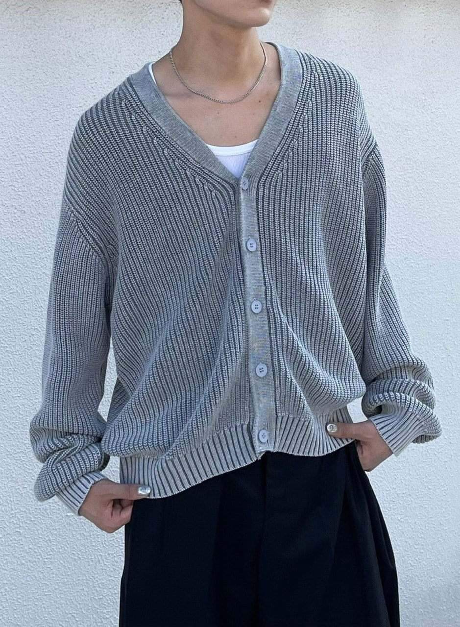 【Chikashitsu +】dirty wash cotton cardigan (3color) / 【チカシツプラス】ダーティウォッシングコットンクロップカーディガン