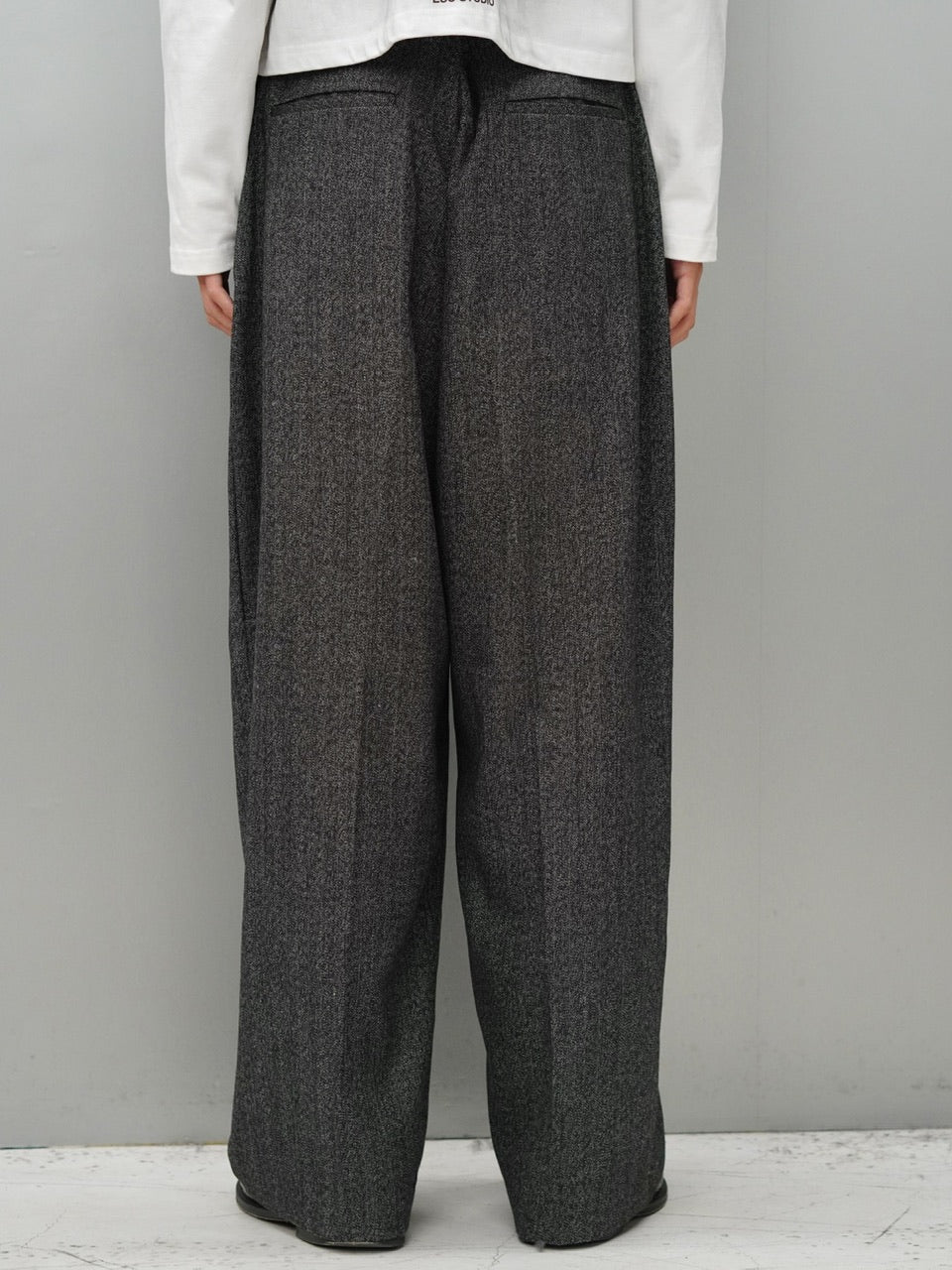 東京店WEB限定受注制【Chikashitsu +】wool double tuck slacks (2color)