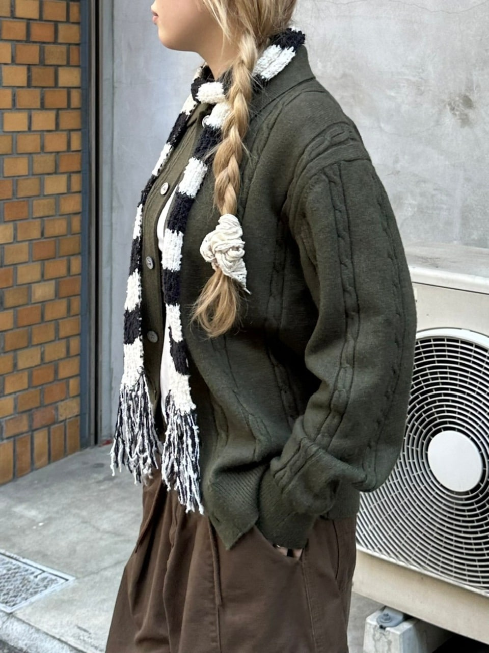 受注制【Chikashitsu +】cable lib knit cardigan (3color)