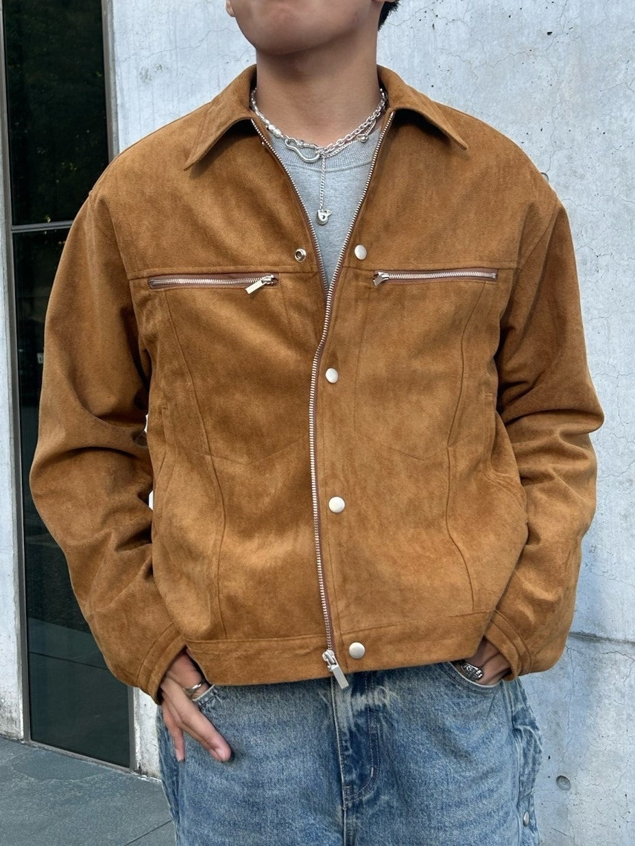 受注制【Chikashitsu +】fake suede zipper blouson (3color) /【チカシツプラス】フェイクスエードスナップボタン＆ジッパーブルゾン