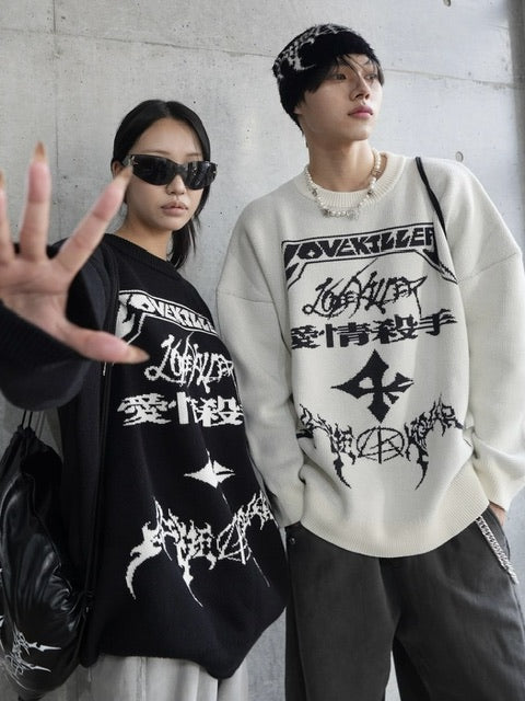 【LOVE KILLER】Total logo oversize knit