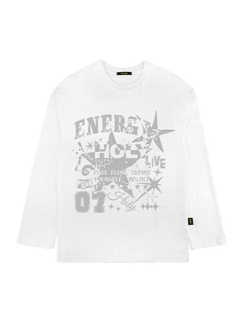 【HOLY NUMBER 7】Oversized Dynamic 07 Star Graphic Long Sleeve T-Shirt