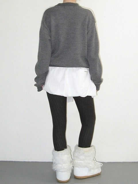 【CRANK】ANGORA LINE FLOWER KNITWNAR / 【クランク】アンゴララインフラワーロゴ長袖ニット