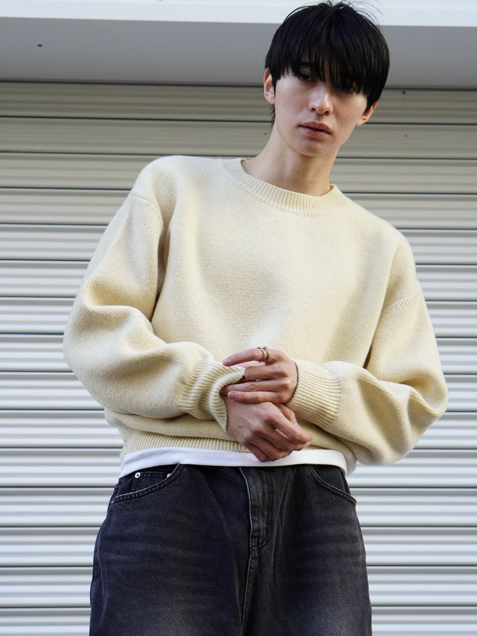 東京店WEB限定【Chikashitsu +】round wool knit (4color)