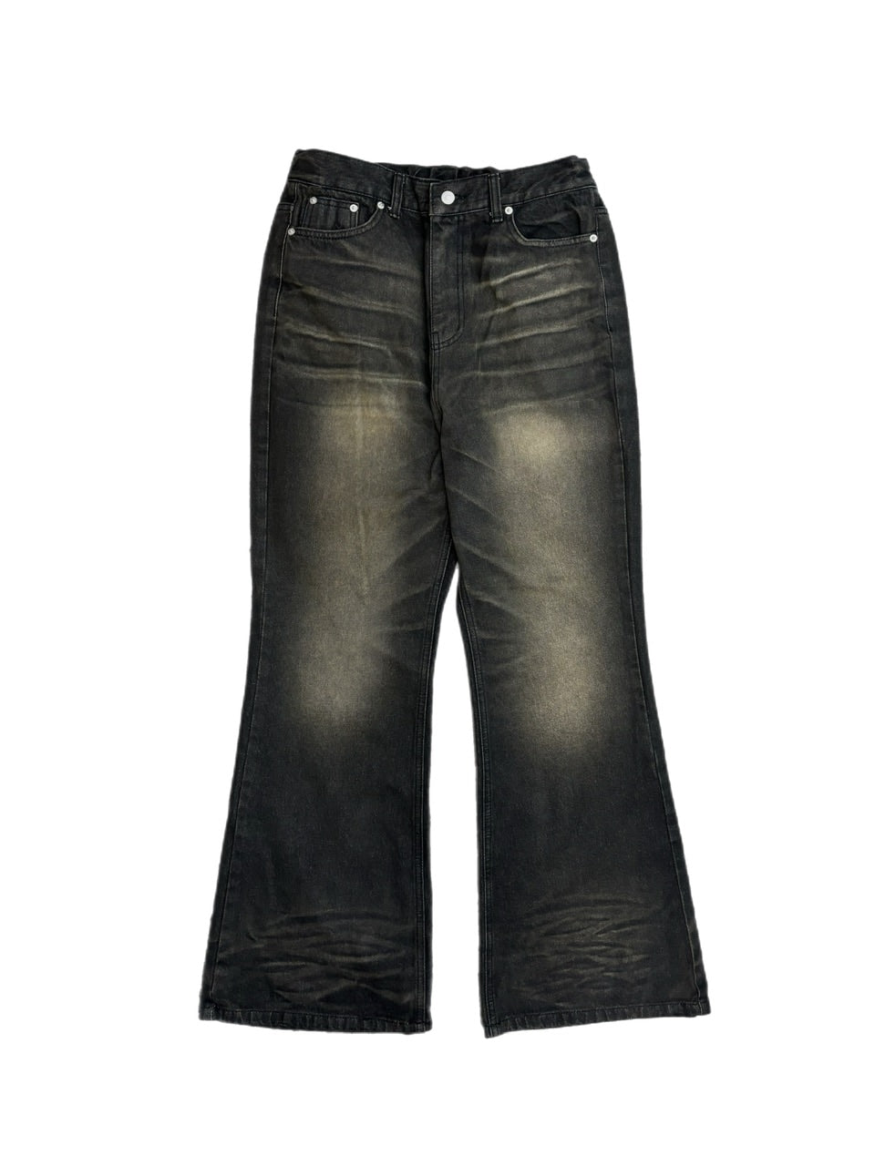 受注制【Chikashitsu +】phantom flare denim pants (2color) / 【チカシツプラス】フレアデニムパンツ