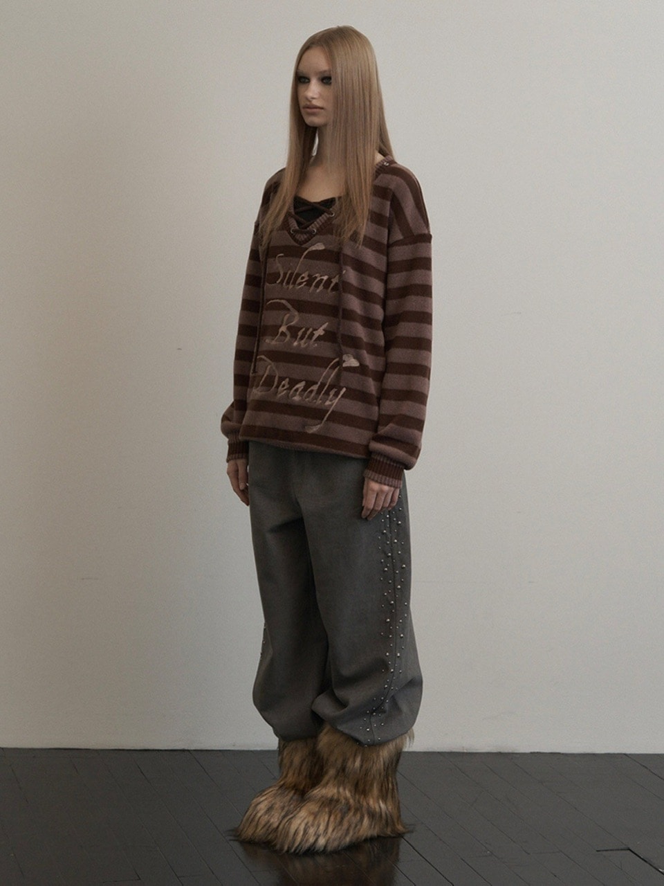 【SETUP-EXE】STRIPE V-NECK MTM / 【セットアップエグゼ】ストライプボーダーVネック長袖ニット