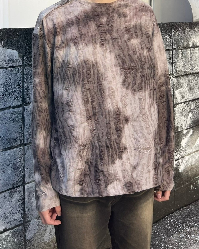 受注制【Chikashitsu +】shoulder button grunge knit (2color)