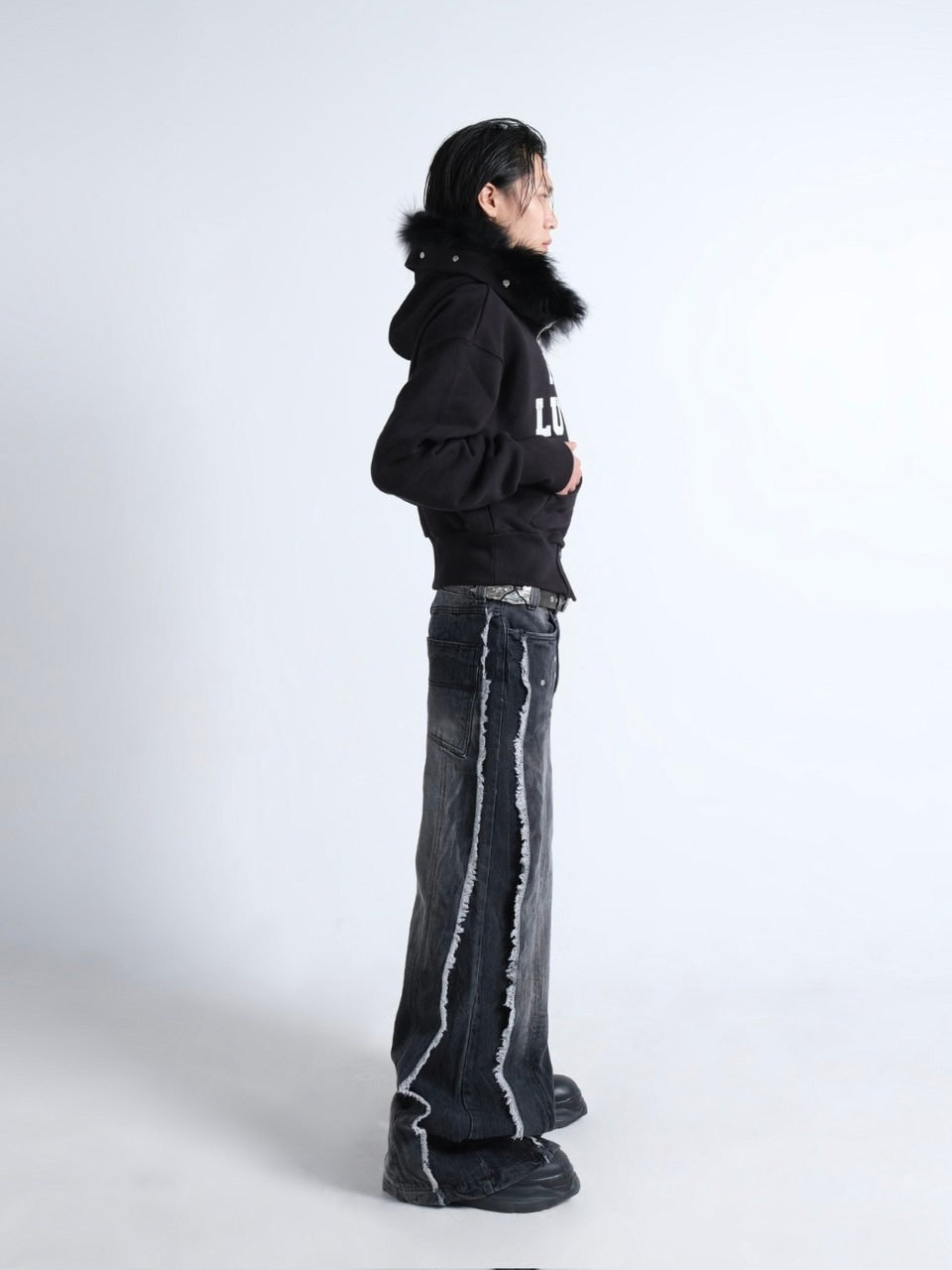 【IFEELLUCKY】Lucky fur hood zip up / 【アイフィールラッキー】ラッキーファーフードジップアップパーカー