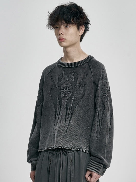 【AJOBYAJO】Cross Symbol Cropped Sweater